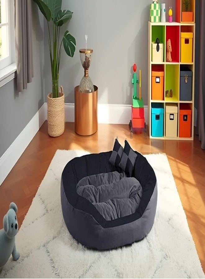 gorgeous Velvet Dog Beds for Small Medium Large XL XXXL Dogs, Rectangle Grey Black Color Washable Dog Bed for Large Medium Dogs - (L) - Image 3